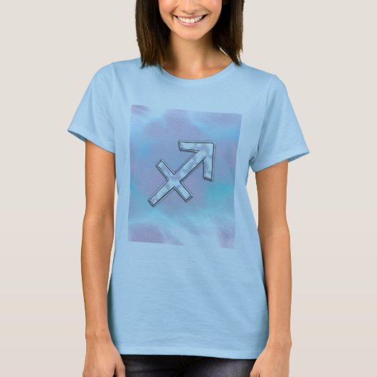 射手座モダン〔占星術の〕十二宮図オンマザーオブパールスタイル Tシャツ (正面)