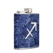 射手座モダン〔占星術の〕十二宮図サインネイビーデジタル迷彩柄 フラスク (右)