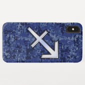 射手座モダン〔占星術の〕十二宮図サインネイビーデジタル迷彩柄 Case-Mate iPhoneケース (裏面(横))