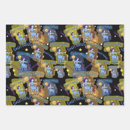 射手座ラッピング紙フラットシートセット3 ラッピングペーパーシート (正面)