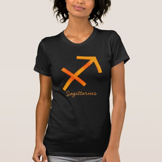 射手座レディースシャツ – ブラック Tシャツ (正面)