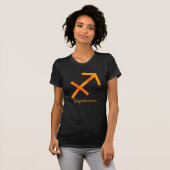 射手座レディースシャツ – ブラック Tシャツ (正面フル)