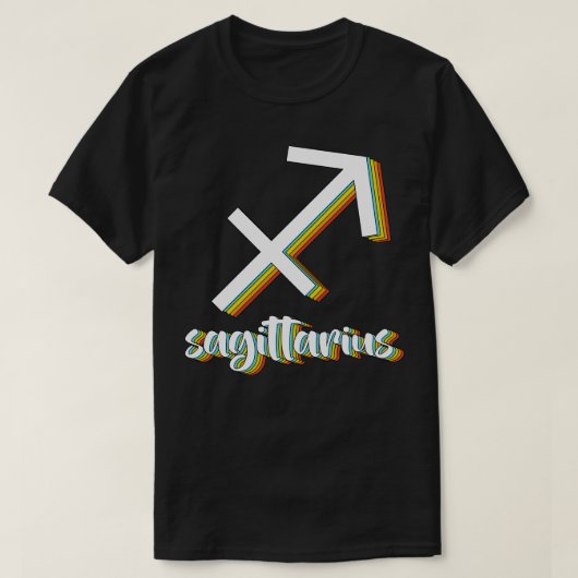 射手座占星術レインボー〔占星術の〕十二宮図シンボルや象徴 Tシャツ (デザイン正面)
