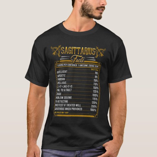 射手座占星術〔占星術の〕十二宮図ファクト特性ルールの種類 Tシャツ (正面)