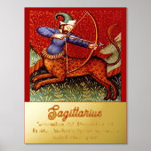 射手座占星術〔占星術の〕十二宮図中世アート18"x24" 箔ポスター (正面)