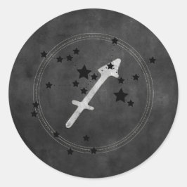 射手座射手ブラックシルバースターズ〔占星術の〕十二宮図アストロ ラウンドシール