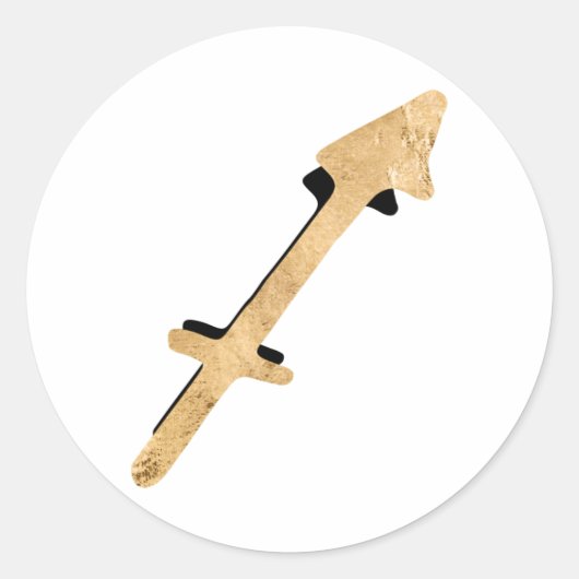 射手座射手ブラック金ゴールド〔占星術の〕十二宮図記号 ラウンドシール (正面)