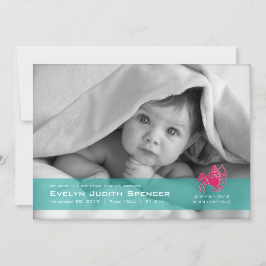 射手座射手写真誕生のお知らせ 案内状 (正面)