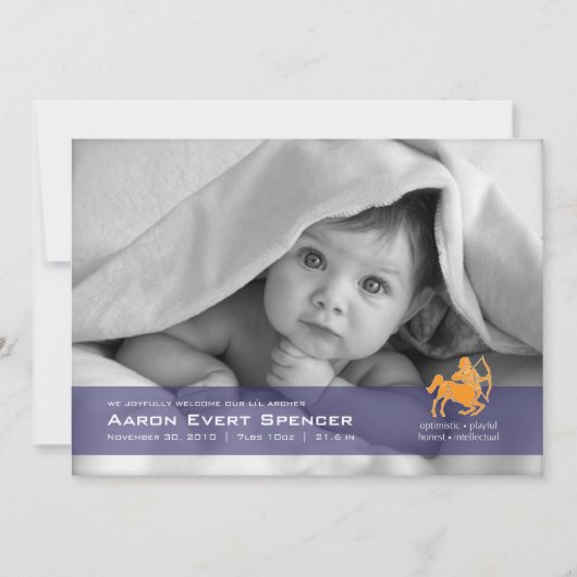 射手座射手写真誕生のお知らせ 案内状 (正面)