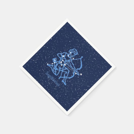 射手座星座と〔占星術の〕十二宮図サイン(星あり) スタンダードカクテルナプキン (角)