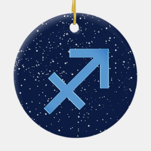 射手座星座と〔占星術の〕十二宮図サイン(星あり) セラミックオーナメント (裏面)