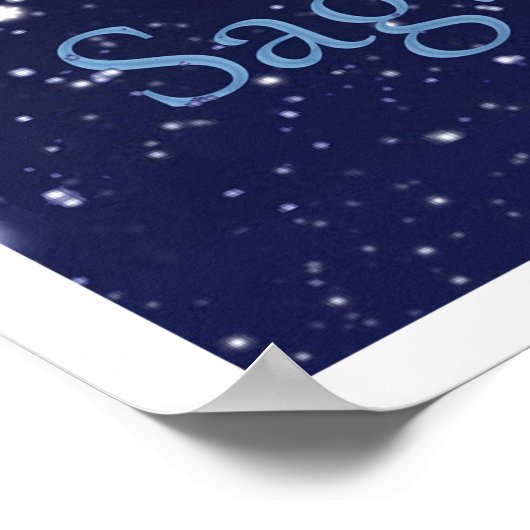 射手座星座と〔占星術の〕十二宮図サイン(星あり) ポスター (角)