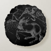射手座星座の地図Hevelius on Black ラウンドクッション (正面)
