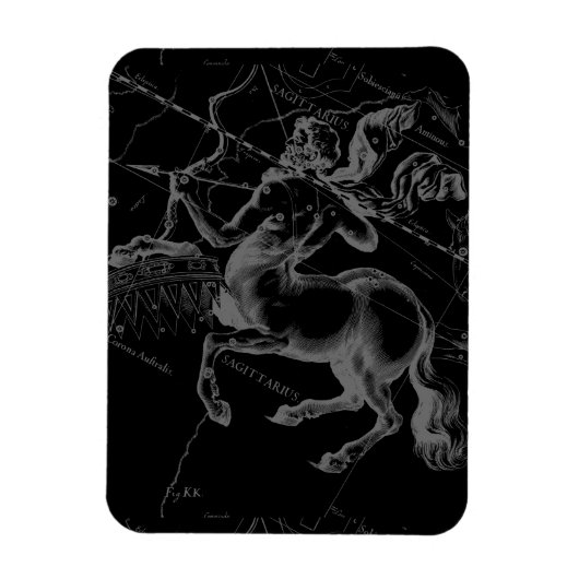 射手座星座ヘベリアスの地図と黒 マグネット (縦)