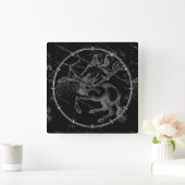 射手座星座ヘベリウスの地図オンブラック スクエア壁時計 (ホーム)