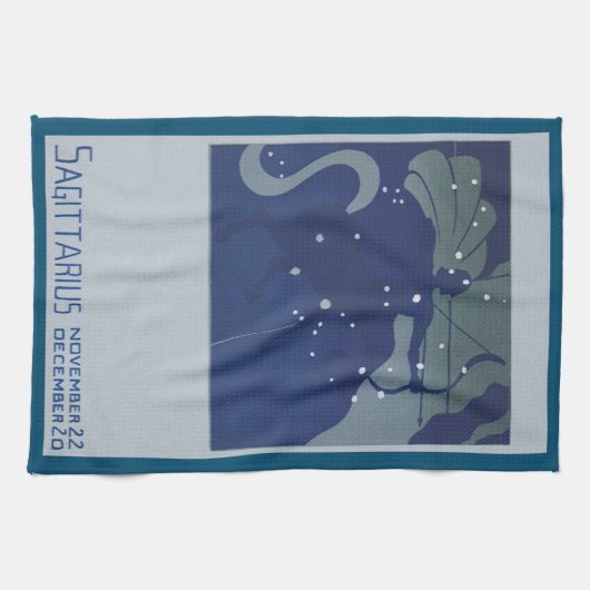 射手座星座ヴィンテージ〔占星術の〕十二宮図占星術 キッチンタオル (横)