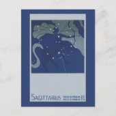 射手座星座ヴィンテージ〔占星術の〕十二宮図占星術 ポストカード (正面)