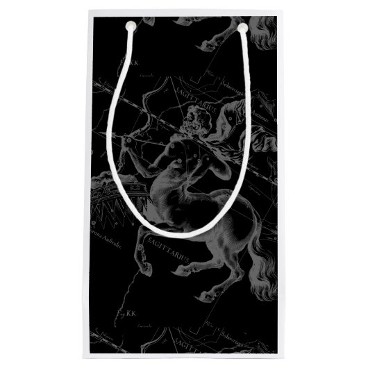 射手座星座Hevelius 1690黒 スモールペーパーバッグ (正面)