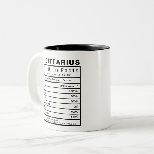 射手座星徴候の栄養ファクト統計 ツートーンマグカップ (正面左)