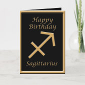 射手座金ゴールド記号ブラック誕生日グリーティング カード (正面)
