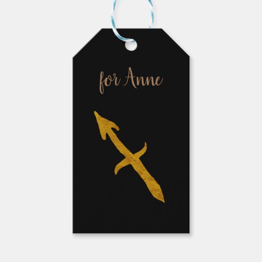 射手座黄金カスタム星占い標識 ギフトタグ (正面)