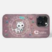 射手座 かわいい 猫 ホイール 惑星 占星術 iPhoneケース (裏面横)