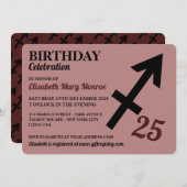 射手座、ザアーチャー、〔占星術の〕十二宮図スターサイン誕生日 招待状 (正面/裏面)