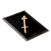 射手座 ハンマー ゴールド スタイリッシュ 占星術 ノートブック (右側)