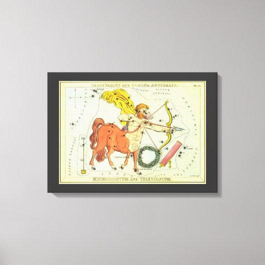 射手座、ヴィンテージコンステレーションウラニア鏡 キャンバスプリント (正面)