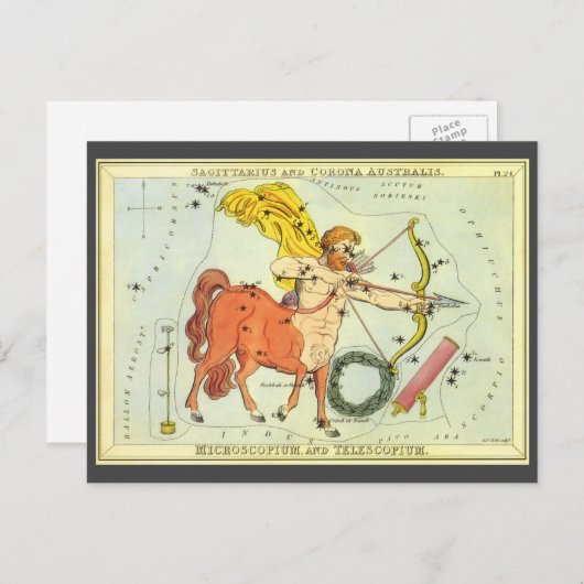 射手座、ヴィンテージコンステレーションウラニア鏡 ポストカード (正面/裏面)