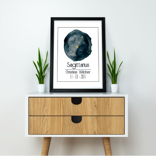 射手座〔占星術の〕十二宮図のサイン:名前をカスタムすると誕生日 ポスター