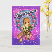 射手座〔占星術の〕十二宮図カードかわいい女性のケンタウロス カード (黄色い花)