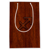 射手座〔占星術の〕十二宮図サインインマホガニーブラウンスタイル ミディアムペーパーバッグ (正面)