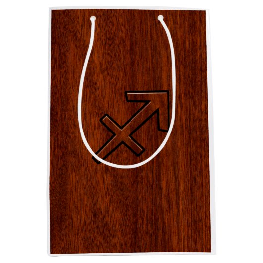 射手座〔占星術の〕十二宮図サインインマホガニーブラウンスタイル ミディアムペーパーバッグ (正面)