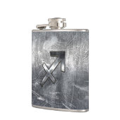 射手座〔占星術の〕十二宮図サインインSilver Steel フラスク (左)