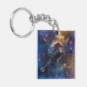 射手座〔占星術の〕十二宮図サインウォーター色デザイン キーホルダー (正面左)