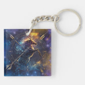 射手座〔占星術の〕十二宮図サインウォーター色デザイン キーホルダー (裏面)