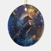 射手座〔占星術の〕十二宮図サインウォーター色デザイン セラミックオーナメント (左)