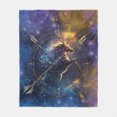 射手座〔占星術の〕十二宮図サインウォーター色デザイン フリースブランケット (正面)