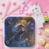 射手座〔占星術の〕十二宮図サインウォーター色デザイン ペーパープレート (パーティー)