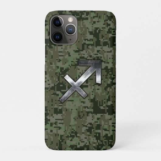 射手座〔占星術の〕十二宮図サインオンオリーブウッドランド迷彩柄 Case-Mate iPhoneケース (裏)