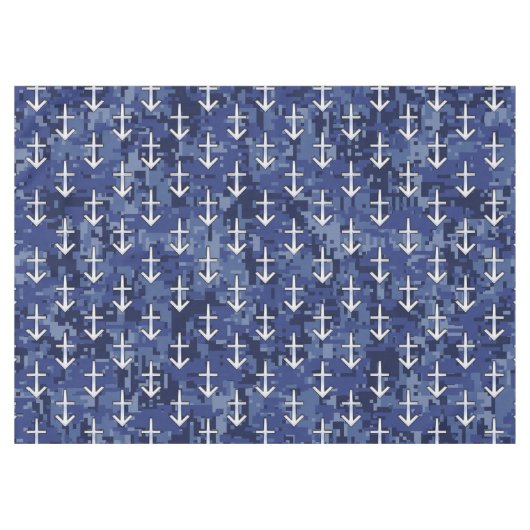 射手座〔占星術の〕十二宮図サインオンネイビーデジタルカモフラージュ テーブルクロス (正面(横))