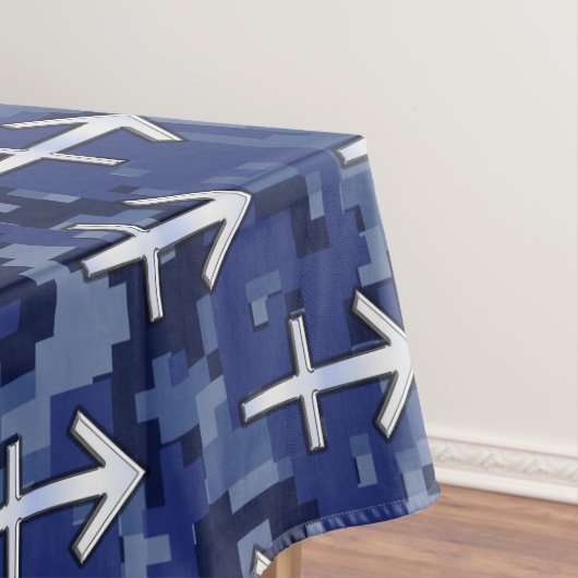 射手座〔占星術の〕十二宮図サインオンネイビーデジタルカモフラージュ テーブルクロス (インサイチュ)