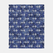 射手座〔占星術の〕十二宮図サインオンネイビーデジタルカモフラージュ フリースブランケット (正面)