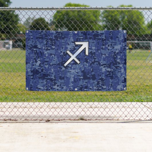 射手座〔占星術の〕十二宮図サインオンネイビーデジタルカモフラージュ 横断幕 (インサイチュ)