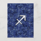 射手座〔占星術の〕十二宮図サインオンネイビーデジタル迷彩柄 ポストカード (正面)
