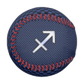 射手座〔占星術の〕十二宮図サインオンネイビー炭素繊維プリント 野球ボール (正面左)