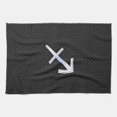 射手座〔占星術の〕十二宮図サインオンブラックスネークスキンデコール キッチンタオル (横)