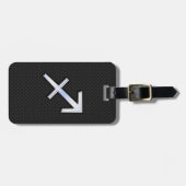 射手座〔占星術の〕十二宮図サインオンブラックスネークスキンデコール ラゲッジタグ (正面横)