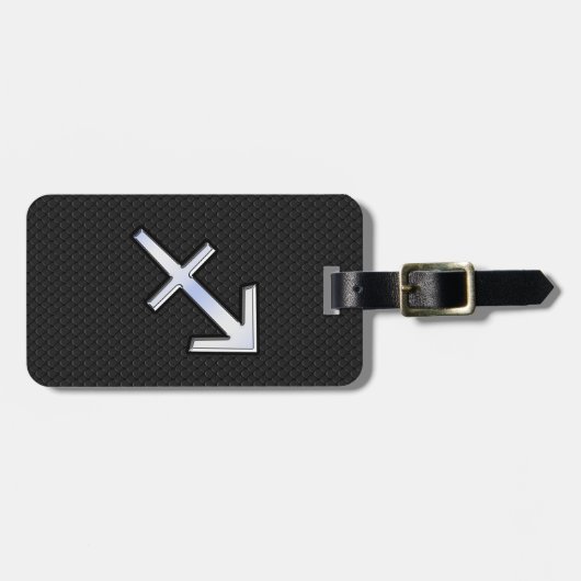 射手座〔占星術の〕十二宮図サインオンブラックスネークスキンデコール ラゲッジタグ (正面横)